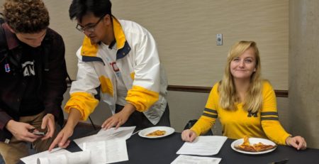 CEEP Fellows Joshua Cambri and Holly Armstrong registering students at the University of Michigan - Flint.